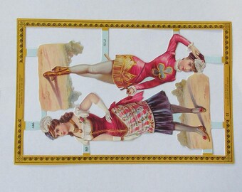 From England Vintage Victorian Circus Lady Performers Die Cut