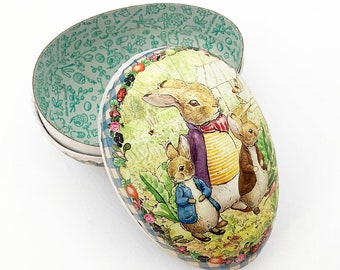 New 6” Germany Peter Rabbit Paper Mache Easter Egg Box Beatrix