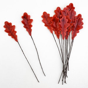 12 Czech Millinery Lacquered Oak Leaves Red NLC108LAC-R image 3