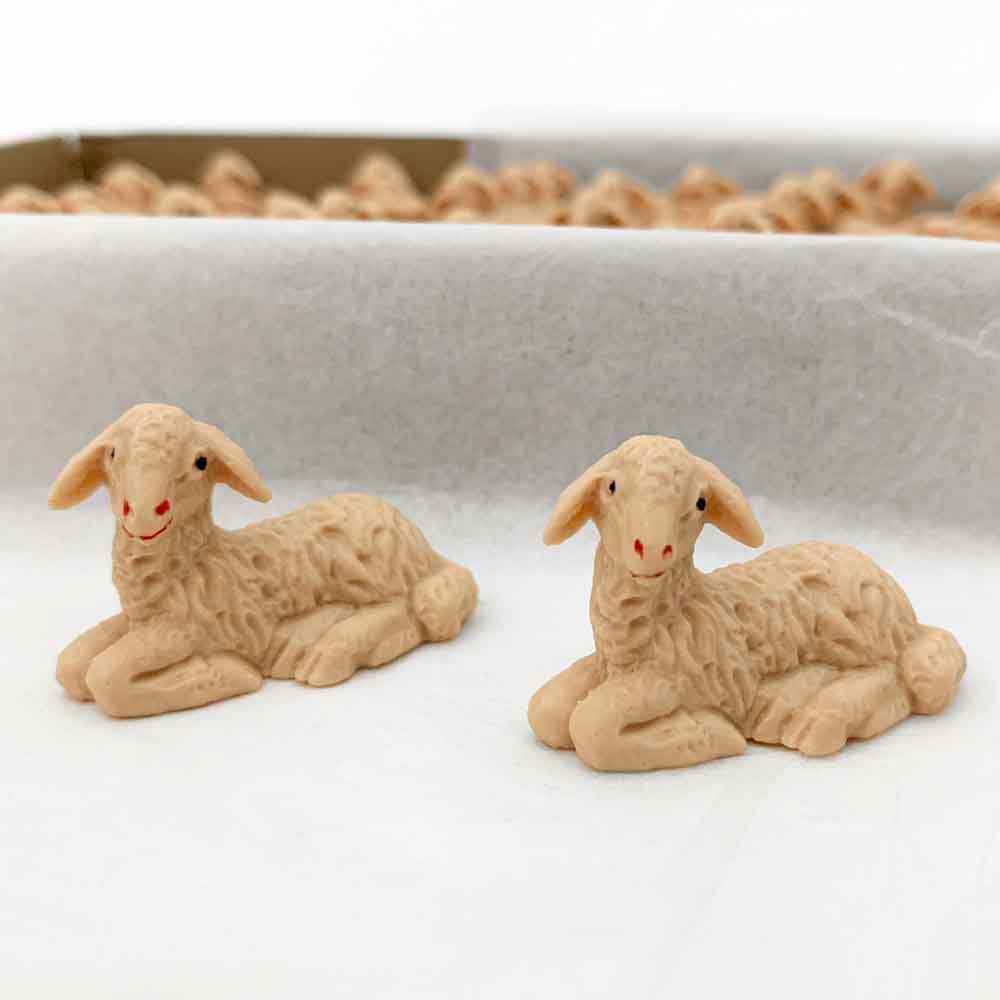 2 Germany Plastic Lying Sheep Figures Christmas Dioramas