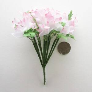 12 Vintage East Germany Flowers Light Pink Fabric Millinery Flower Stems ~ Old Store Stock  VAT004-PW