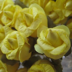 72 Yellow Paper Roses Handmade Flowers Millinery Sweet Rose 6 Bundles image 2
