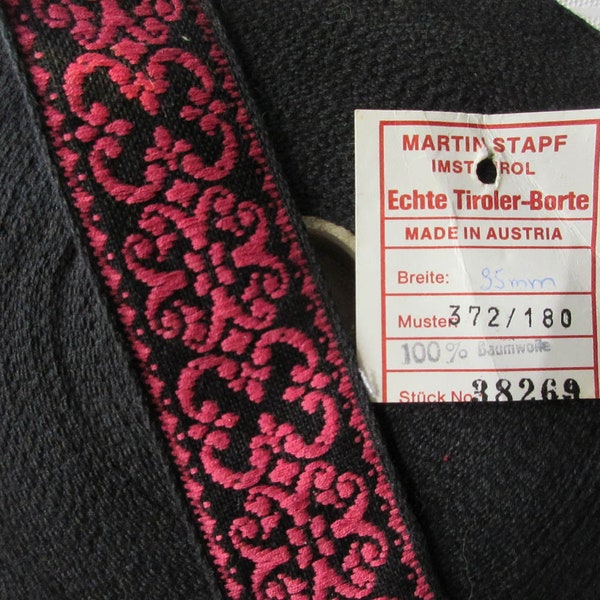 2 Yards Vintage Austria Authentic Cotton Dirndl Trim Jacquard Fancy Woven Ribbon 35mm Wide AS-107