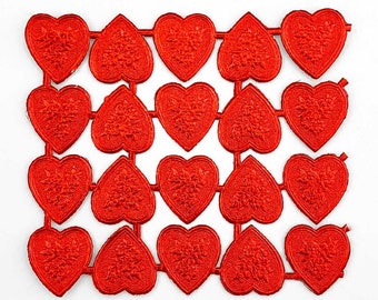 40 Germany Red Paper Foil Dresden Embossed Hearts DF7601R x2