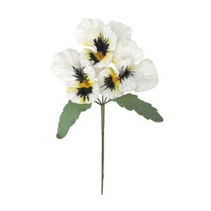 Czech Republic Millinery Flowers Spray of Large White Velvet Pansies Pansy Flower NFC047-WH