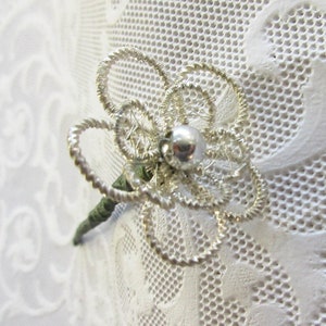 Austria 3 Millinery Handmade Flower Crinkle Wire Silver Flowers Old Store Stock Style B