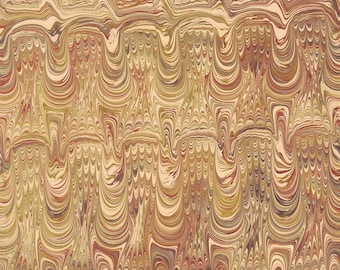 May include: Abstract marbled paper with a swirling pattern in shades of brown, beige, and red.