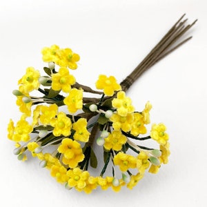 Czech Republic Velvet Forget Me Nots Millinery Fabric Flowers  Bright Yellow NFC046-Y