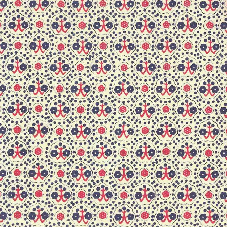 2 Sheets Italian Red and Blue Tree and Flower Print Paper ~ Carta Varese Italy  IPV870BL x2