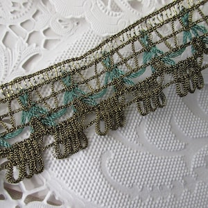 4-1/2 Yards Poland Vintage Metallic Fancy Woven Trim Ribbon Braid 1-3/8&quot; Wide BD7