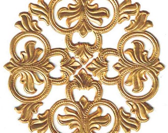 6 Dresden Trim Medallions Germany Large Fancy Die Cut Antique Gold Foil Paper DFW309AG x2