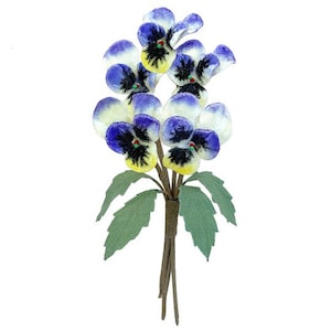Czech Millinery Flowers Small Velvet Pansies Pansy Purple White Yellow NFC033JU