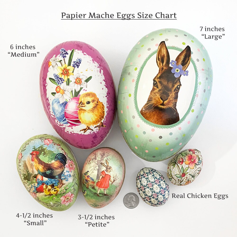 From Germany 3-1/2” New Paper Mache Easter Egg Box Peter Rabbit