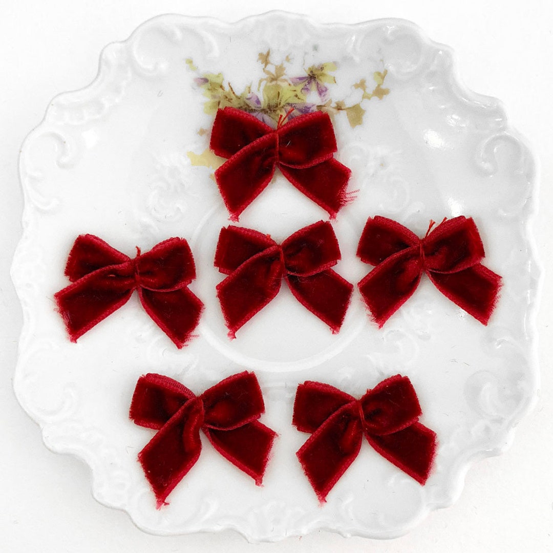 12 Velvet Ribbon Bows Hand Sewn Dark Raspberry VB26 X2 - Etsy