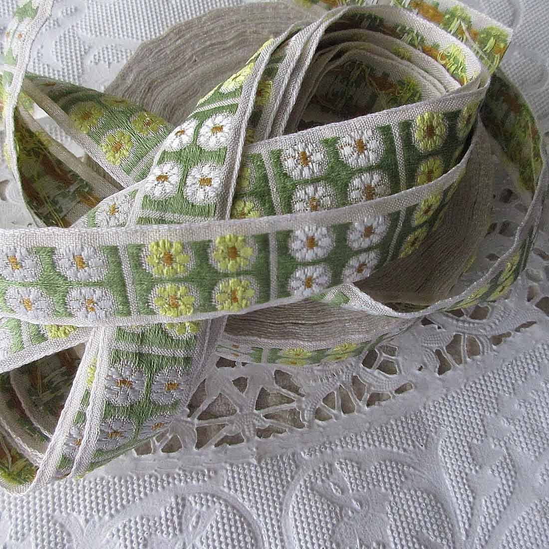3-1/8 Yards Vintage West Germany Geometric Trim Jacquard Ribbon 