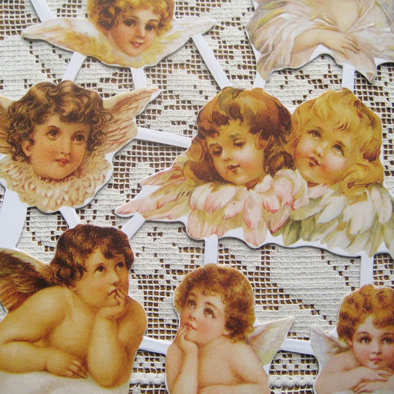 Denmark Angel Scraps Paper Lithographed Die Cut Scrap Beautiful Angels SD08 image 3