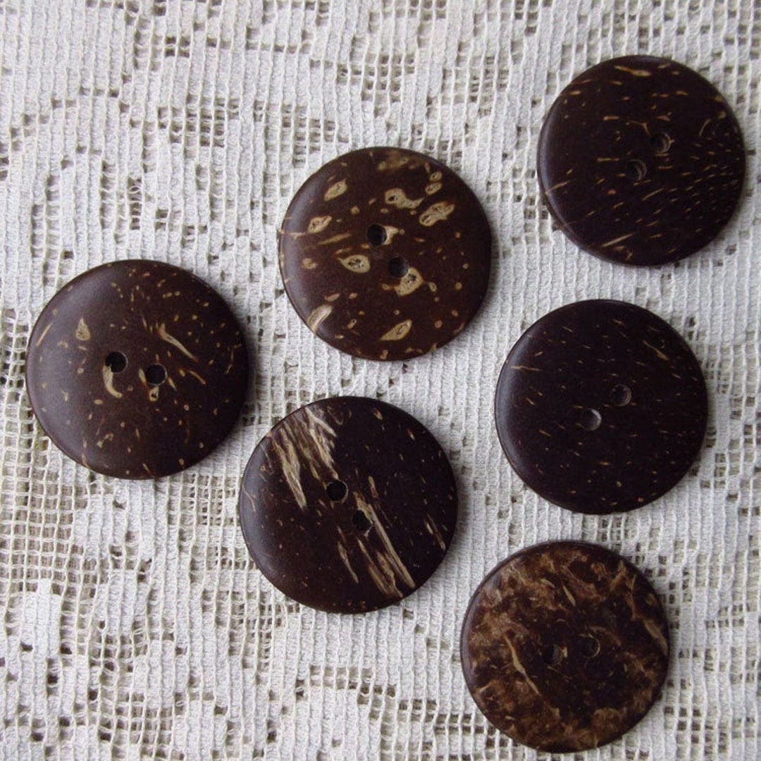 20 Large Dark Brown Coffee Wooden Button - 35mm - 1 3/8 inch - 4 hole -  Wood Buttons (B21318)