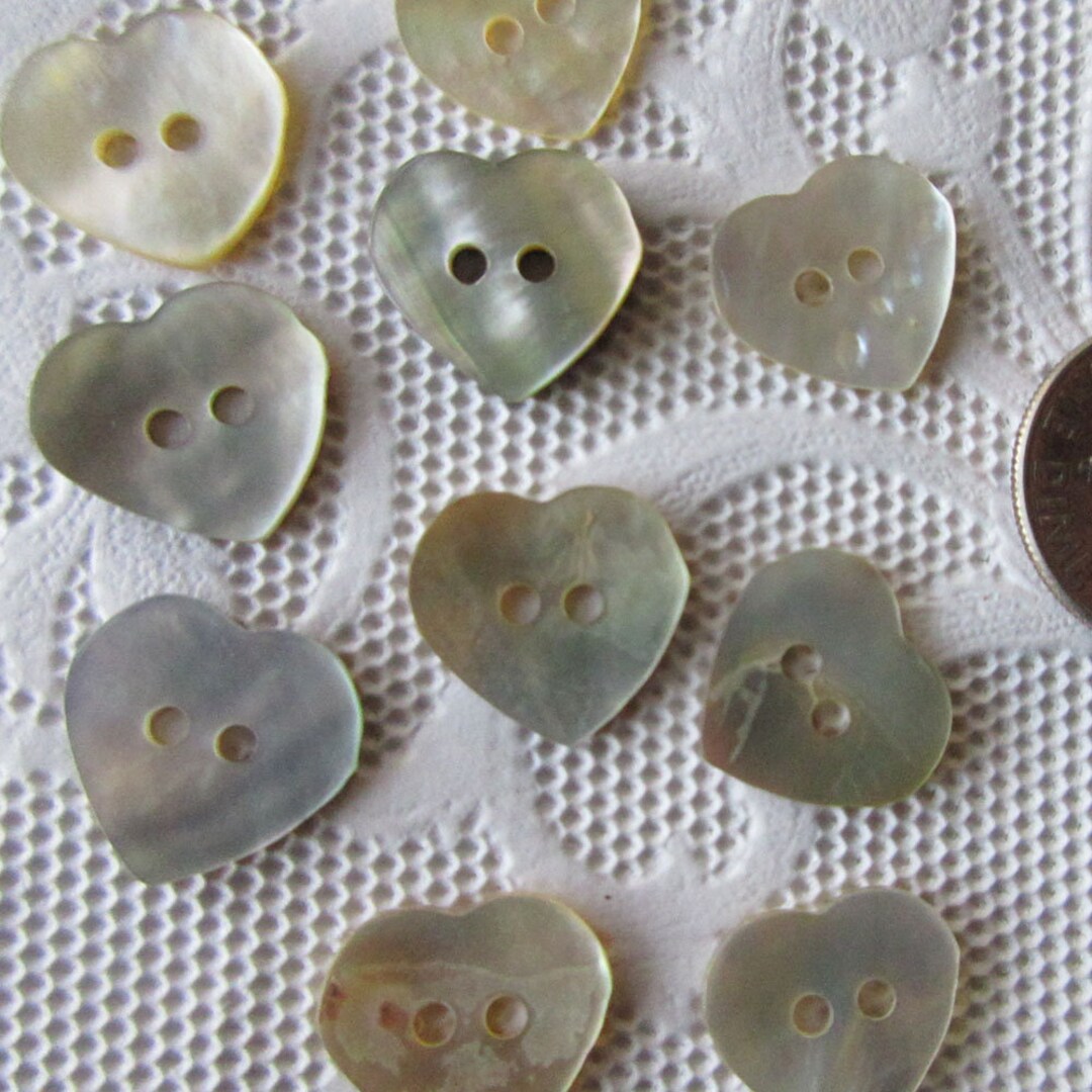 10 Heart Shaped Shell Buttons Mother of Pearl Button 1/2 T - Etsy
