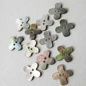 12 Buttons Mother Of Pearl Shell Fancy Buttons Nacre 9/16&quot; Button S-3