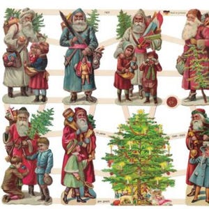 Victorian Santa Germany Die Cut Paper Scraps Vintage Style Images Christmas Scrap German 7437