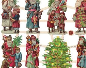 From Germany Victorian Santa Die Cut Paper Scraps Christmas 7437