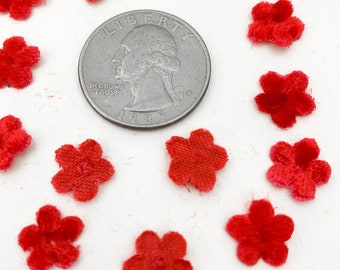 48 Czech Velvet Forget Me Not Flowers Millinery Flower Making Or Scrapbooking Red VB112-RD