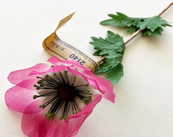 From East Germany Vintage Millinery Flower Pink Anemone Fabric VF-L-001PK