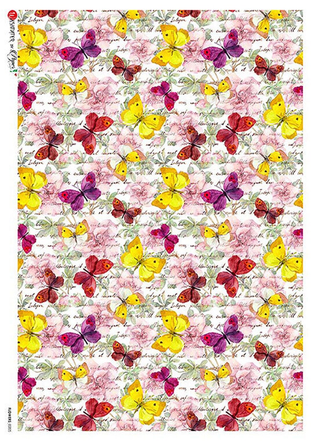 2 Sheets Italy Rice Paper Decoupage Mixed Butterflies Image RCP-FL-205 ...