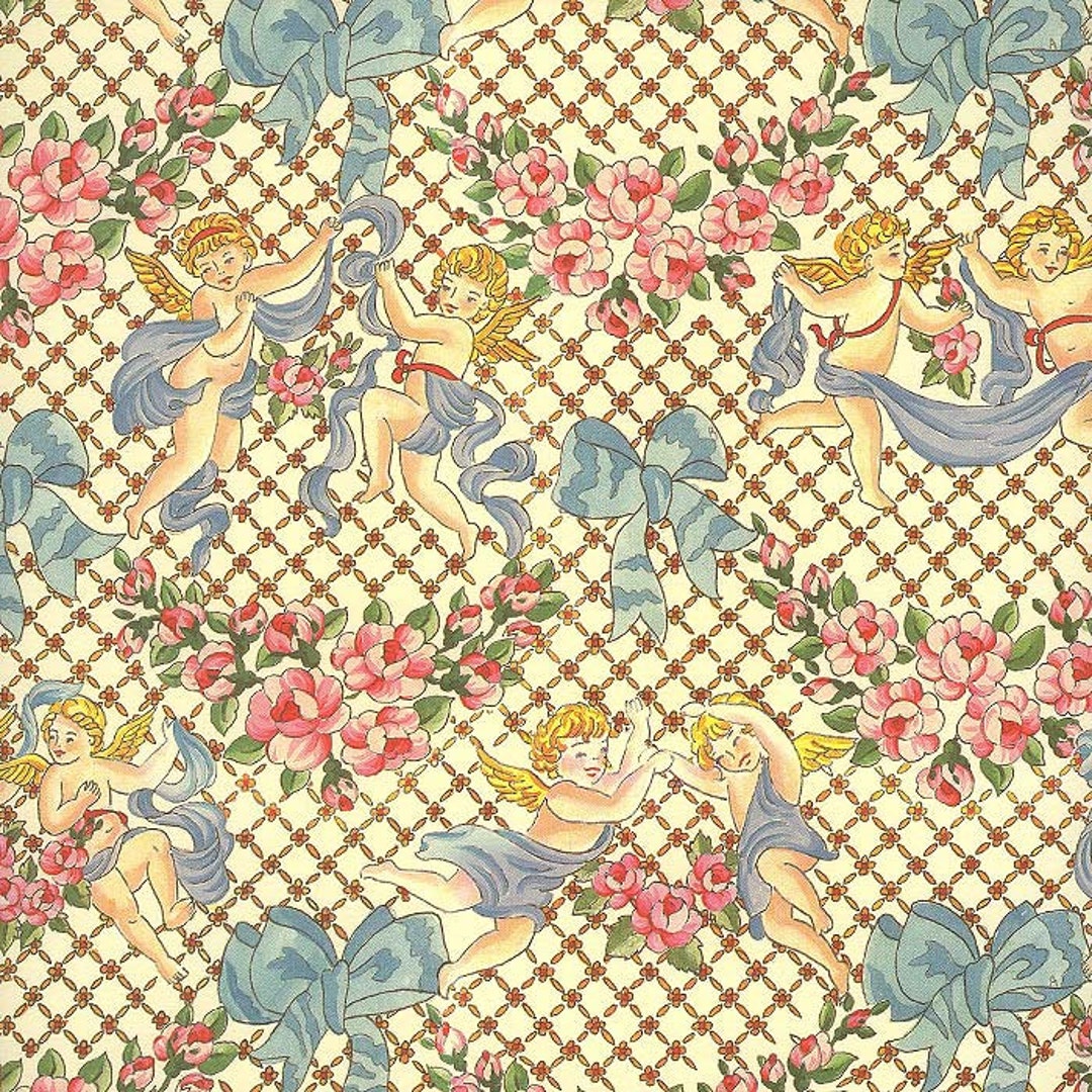 2 Sheets Italian Angels and Rose Swags Print Paper Carta - Etsy