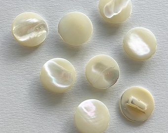 Set Of 16 Vintage Glossy Shell Buttons Mother Of Pearl Nacre Button 3/4" AB-32