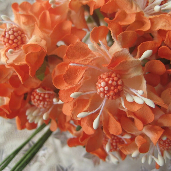 Paper Flowers 18 Millinery Orange Mix Open Daisies ~ 3 Bundles