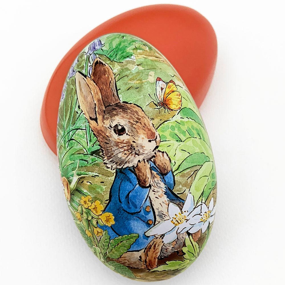  PETER RABBIT EGG BOX 美品 From England Tin Metal Easter Egg Box Peter Rabbit in the Garden
