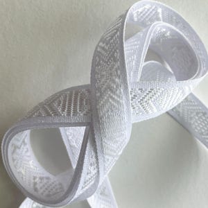 4 Yards Sweden Swedish Costume Trim Authentic Folkloric Jacquard White On White Trim Ribbon 15mm Wide SFT214