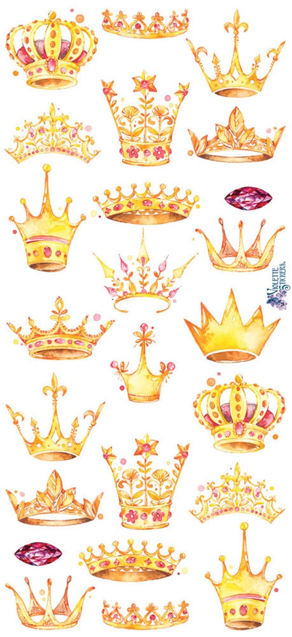 3 Sheets Self Adhesive Gold Crown Stickers Colorful Scrapbooking Stickers  Each Sheet 3-3/4 by 7-7/8 STKC115