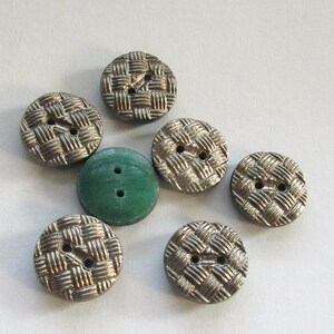 7 Vintage Czech Glass Buttons Handmade Silver Glass Czechoslovakia  CZ10