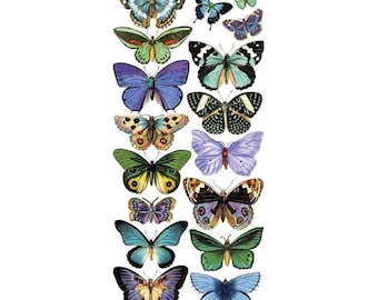 3 Sheets Self Adhesive Butterfly Stickers Colorful Scrapbooking Stickers Each Sheet 3-3/4" by 7-7/8"  STKC46