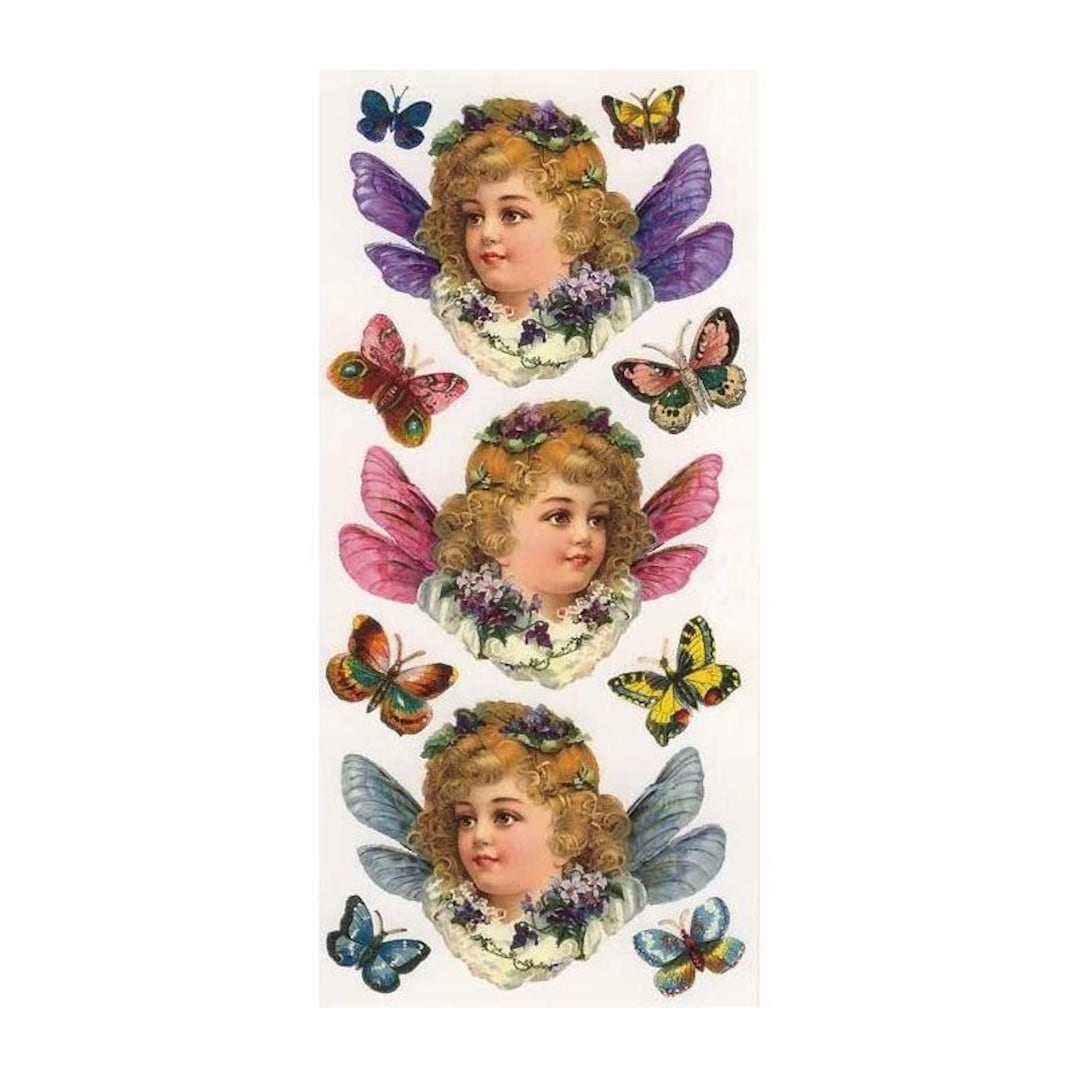 3 Sheets Self Adhesive Stickers Victorian Butterfly Girls Each Sheet 3 ...