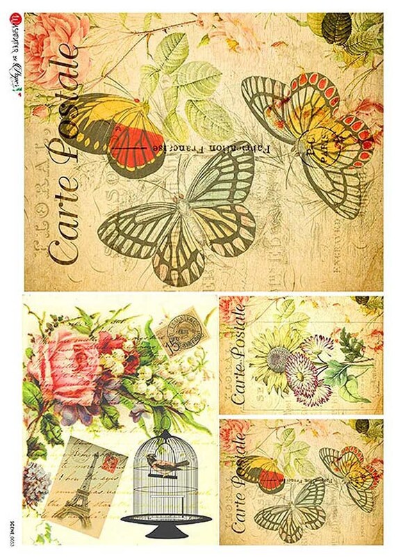 2 Sheets Italy Rice Paper Decoupage Vintage Victoriana Post Cards Ephemera  Collage RCP-SC-53 x2