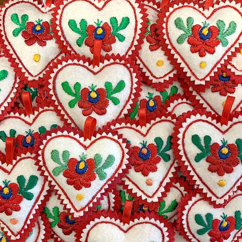 Hungary Embroidered Heart Ornament Kalosca Matyo Hungarian Etsy UK