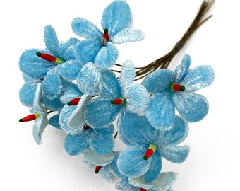 12 Czech Velvet Violets Millinery Fabric Flowers Light Blue NFC038LTB
