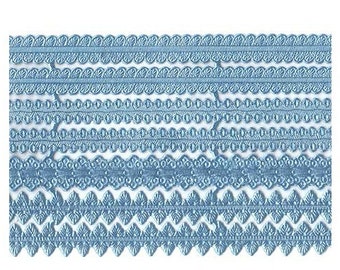 Dresden Trim Germany Fancy Light Blue Foil Assorted Paper Lace DFW7203LB MB