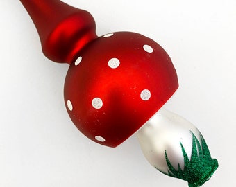 1 Czech Blown Glass Mushroom Tree Topper Christmas Ornament Decoration DIY 10-1/2" HLC73