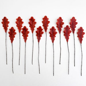 12 Czech Millinery Lacquered Oak Leaves Red NLC108LAC-R image 4