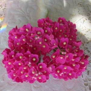 4 Bouquets Forget Me Nots Old Fashioned Millinery Flowers in Bright Pink