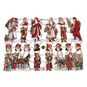 Germany Paper Scraps Victorian Santa Christmas Die Cuts  7331
