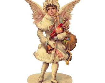 From Germany One Die Cut Paper Scrap Victorian Angel Christmas 5151