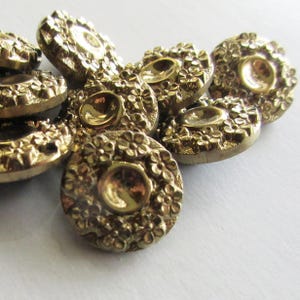 8 Vintage Czech Glass Buttons Handmade Gold Glass Czechoslovakia  NB-11