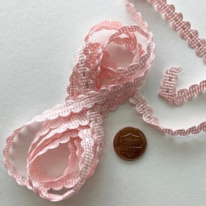 5 Yards Italy Vintage Rayon Narrow Ribbon Trim 5/16&quot; Wide Light Pink Old Store Stock IT400