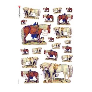 2 Sheets Italy Rice Paper Decoupage Horses Victorian Horse  RCP-AN-87 x2