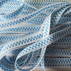 Italy 4 Yards Vintage Woven Jacquard Cotton Sewing Trim Blue And White IT48